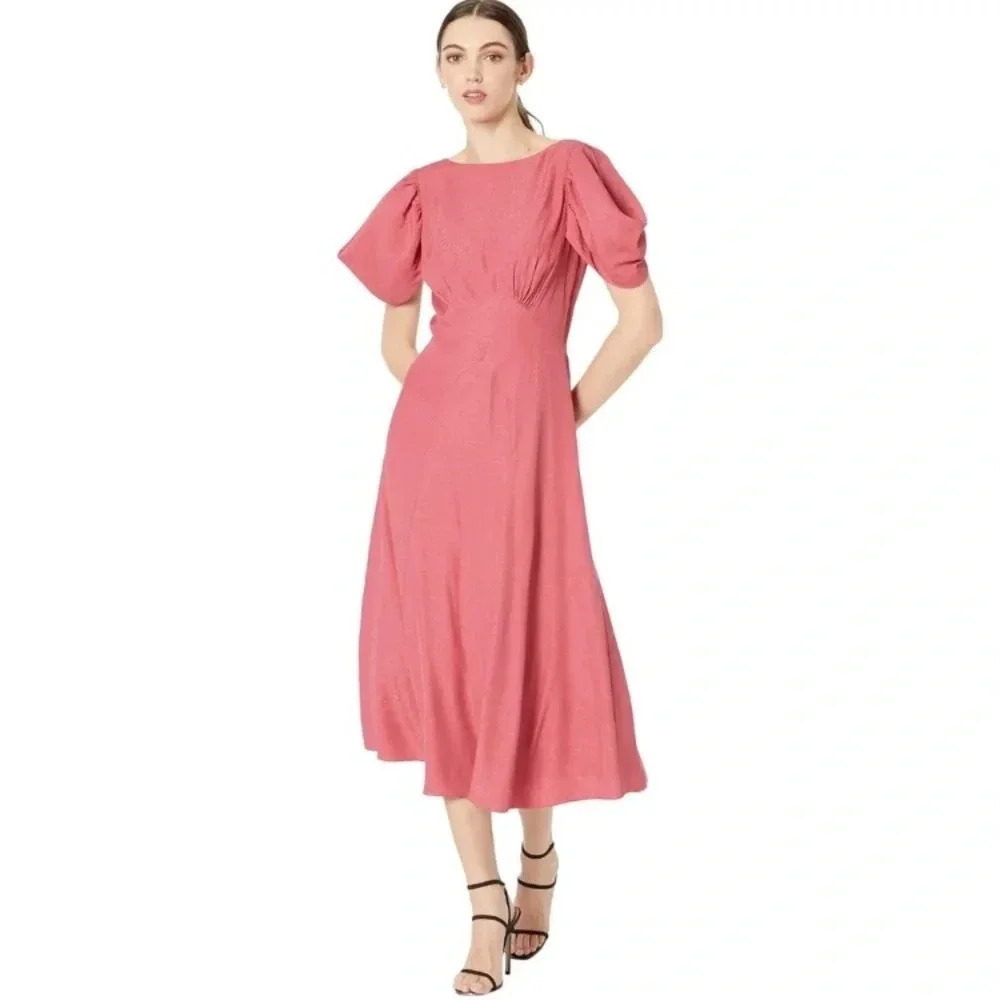 NWT Ted Baker Tulip Pink Paneled Midi Tea Dress